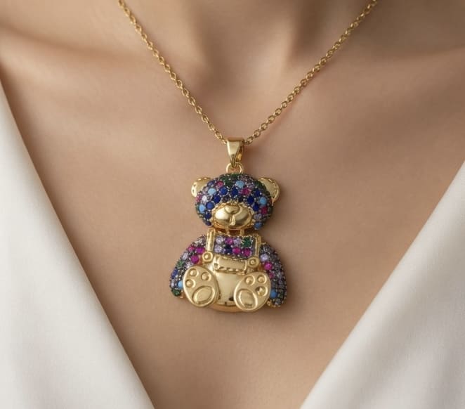 Bear Pendant Necklace - Various Colours